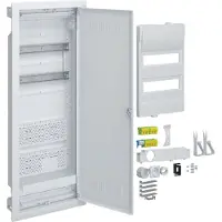 Hager VH602WWH Hybrid, volta, Hohlwand, 24PLE, 2 Montageplatten, mit Steckdose + Kunststofftür