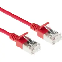 ACT Rotes 10 Meter LSZH S/FTP CAT6A Slimline-Patch-Kabel snagless mit RJ45-Steckern, 10 m, Cat6a, S/FTP (S-STP), RJ-45, RJ-45, Rot