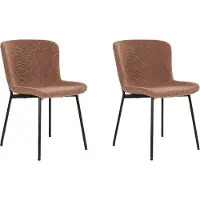 QUVIO Esszimmerstuhl Lucy - Esszimmerstühle - Bouclé - Stahl - Braun - Rostbraun - Satz von 2