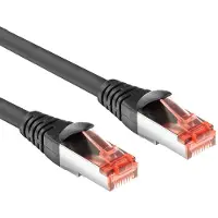 ACT Schwarzes 20 Meter langes hochflexibles Cat-6a-U/FTP-PVC-Patch-Kabel mit RJ45-Anschlüssen ohne Kabelsalat und mit Knickschutz, 20 m, Cat6a, U/FTP (STP), RJ-45, RJ-45, Schwarz