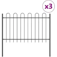 vidaXL Gartenzaun BOXTEL 3 stk. 5,1 x 0,8 m Pulverbeschichteter Stahl