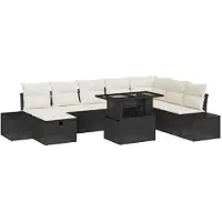 vidaXL Garten-Sofa-Set 11 pcs Schwarz Poly Rattan