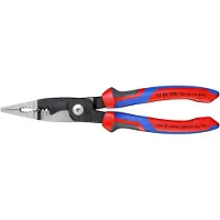 Knipex 13 82 200 SB Elektro-Installationszange mit Mehrkomponenten-Hüllen schwarz atramentiert 200 mm (SB-Karte/Blister)