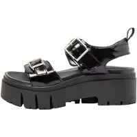 Art für Damen. 120411101003_001 Ledersandalen 2041 Leeds schwarz (40), 5 bis 8 cm, Schnalle, Lässig