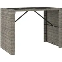 Syfax Bartisch mit Glasplatte Grau 145x80x110 cm Poly Rattan