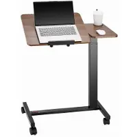 Vevor Überbetttisch mobiler Beistelltisch mit klappbarer Schreibtischplatte, höhenverstellbarer & winkelverstellbarer Laptoptisch mit Getränkehalter, Betttisch für Büro Arbeitszimmer