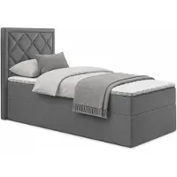 EURO-MEBLE Bett, Boxspringbett DORMI MINI 80x200 cm mit Bettkästen, Topper Visco (Dunkelgrau: Itaka 14)