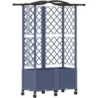 vidaXL Hochbeet mit Rankgitter und Dach Grau 122 x 40 x 144 cm PP