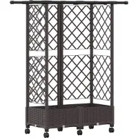 Syfax Hochbeet mit Rankgitter und Dach Braun 124 x 40 x 127 cm PP