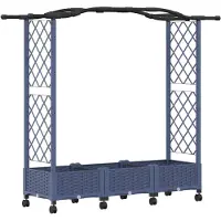 vidaXL Hochbeet mit Rankgitter und Dach Grau 169 x 40 x 129 cm PP