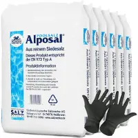 Paradies Pool Alposal Poolsalz 150 kg, Schwimmbadsalz, Chlorinator geeignet, Salzelektrolyse, Siedesalz inklusiv 1 Paar ARNOMED Einweghandschuh