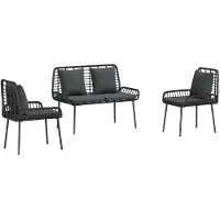 vidaXL Garten Essgruppe 3 stk. Schwarz und Anthrazit Poly-Rattan