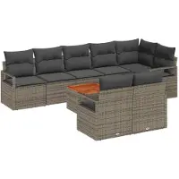 vidaXL Gartensofa-set 9 stk. Grau Poly-Rattan