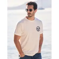 Lerros T-Shirt "Lässiges, unifarbenes T-Shirt aus reiner Baumwolle mit Print", Herren, Gr. XL, weiß (broken weiß), 100% Baumwolle, Rundhals, Shirts T-Shirt