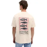 Marc O'Polo T-Shirt , Herren, Gr. XL, beige (egg weiß), Jersey, Obermaterial: 100% Baumwolle, loose fit normal, Rundhals, Shirts T-Shirt, loose mit maritimem Rückenprint