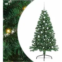 vidaXL Künstlicher vorbeleuchteter Weihnachtsbaum Grün 150 cm PVC