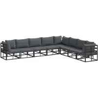 vidaXL Gartensofa-set 8 stk. Schwarz Aluminium