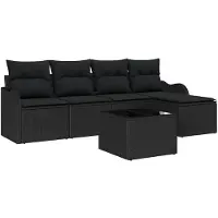 vidaXL Gartensofa-set 6 stk. Schwarz Poly-Rattan