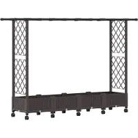 Syfax Hochbeet mit Rankgitter und Dach Braun 203 x 40 x 127 cm PP