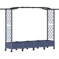 Syfax Hochbeet mit Rankgitter und Dach Grau 207 x 40 x 129 cm PP