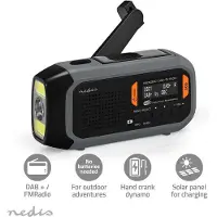 Nedis RDDBCR2600GY Notfallradio tragbar DAB+/FM Dynamo Solar Grau Orange Schwarz