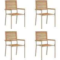 vidaXL Garten Stapelstühle 4 stk. Beige Massivholz Akazie