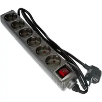 Kopp 120943005 6-Fach Steckdosenleiste mit beleuchtetem Schalter Standard, Titan