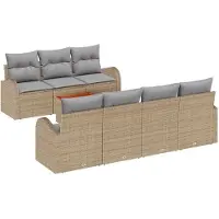 vidaXL Gartensofa-set 8 stk. Beige Poly-Rattan