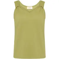 Cartoon Tanktop "Basic-Top mit V-Ausschnitt", Damen, Gr. 44, grün (mosstone), Obermaterial: 60% Baumwolle CO. 40% Polyester PES., Tops Tanktop