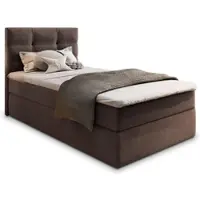 Masseno Boxspringbett GLOS 90 90x200 cm Komplett-Set mit Bonell Matratze und Topper, Polsterbett mit Bettkästen -Braun, COSMIC 800