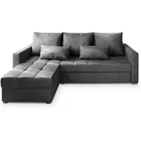 Masseno Ecksofa KOS PIK M mit Schlaffunktion L-Form, Sofa mit Bettkasten, Wohnzimmersofa, Couch, Soffa, Bettsofa, Couchgarnitur- Grau, MONOLITH 85