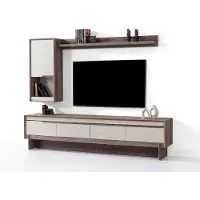 JVmoebel Wohnwand Moderner Stil Beige Farbe Geräumige Wohnwand Elegantes Design