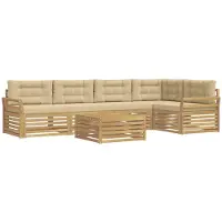 vidaXL Outdoor-Sofagarnitur 6 Stk. Weiß und Beige Polyester
