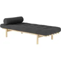 Karup Daybed DESIGN "Next", grau (holzkohle, klarlackiert kieferholz), B:75cm H:37cm L:200cm, Daybetten, Daybed, aus massiven Kiefernholz, inkl. Futonmatratze und Kissen