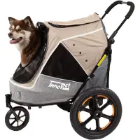 Innopet Hundebuggy und Fahrradanhänger für Hunde - Sporty Evolution Latte 2-in-1 - Beige/Grau - Reflektoren & Sicherheitsleinen - Hundewagen für alle Untergründe
