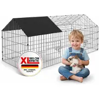 Cadoca Freilaufgehege 180x75x75cm Sonnenschutz Auslauf Garten Kaninchenstall Hasenstall Kleintierauslauf Dachstoff Schwarz