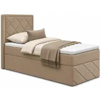 EURO-MEBLE Bett, Boxspringbett DORMI MINI 3, 80x200 cm mit Bettkästen, Topper T25 (Cappuccino: Itaka 48)