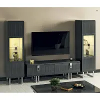 JVmoebel Modernes 3-tlg. Set mit TV-Lowboard und 2 schmalen Vitrinen