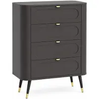 3Xeliving Kommode: 4 Schubladen, Schwarz, 78, 4 x 40 x 98, 4 cm