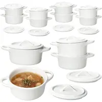 MamboCat 12er Set CREME Mini-Cocotte 100ml Creme-Weiß Back-Form Mini-Topf Ofen
