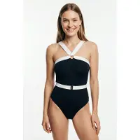 JOOP! Badeanzug JOOP "Blanca Beach", Damen, Gr. 36, N-Gr, schwarz-weiß (schwarz beauty), Obermaterial: 83% Polyamid, 17% Elasthan, Badeanzüge Badeanzug