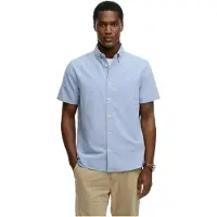 Superdry für Herren. M4011101A Schickes blaues Oxford-Hemd (L), Lässig, Baumwolle, Kurzarm