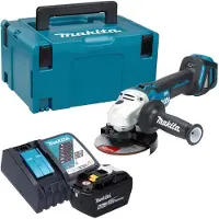 Makita DGA 511 Z Akku Winkelschleifer 18 V 125 mm Brushless + 1x Akku 9,0 Ah + Ladegerät + Makpac
