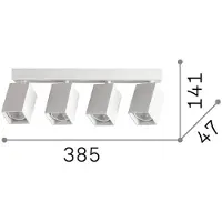 Ideal Lux Deckenstrahler Dynamite Square weiß, 38 cm, 4-flg., weiß / opal, für Wohn- / Esszimmer, Metall, Modern, Downlights