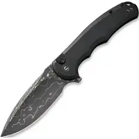 CIVIVI Button Lock Praxis Damascus, Black Aluminum