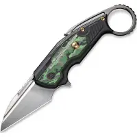 We Knife Yardbird, Black Ti/Jungle Wear Fat CF, Satin