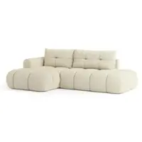 Masseno Ecksofa FLUMA L-S mit Schlaffunktion L-Form, Sofa mit Bettkasten, Wohnzimmersofa, Couch, Soffa, Bettsofa, Couchgarnitur- Creme, QUELLE 02