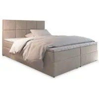 Masseno Boxspringbett LENA 160x200 cm Komplett-Set mit Bonell Matratze und Topper, Polsterbett mit Bettkästen -Beige, COSMIC 10