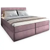 Masseno Boxspringbett PELLIO 180x200 cm Komplett-Set mit Bonell Matratze und Topper, Polsterbett mit Bettkästen -Lila, MONOLITH 62