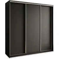 Masseno Schiebetürenschrank NISSE 200/205/60 cm Kleiderschrank mit Schubladen Schlafzimmer Schrank 3-türig Schwarz + Satin